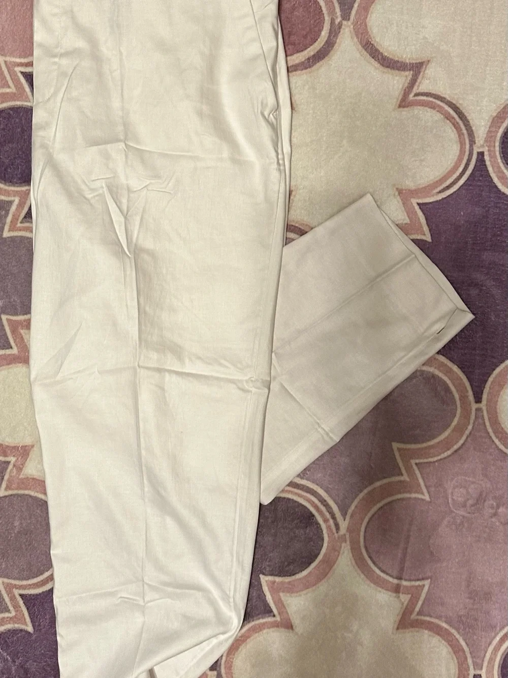White Linen High Rise Slim Pants
